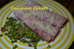 Involtini di prosciutto e pisellini
