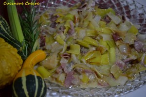 Porri brasati e speck